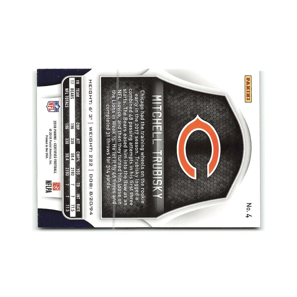 Mitchell Trubisky 2018 Panini Certified #4 Chicago Bears Football Card NM