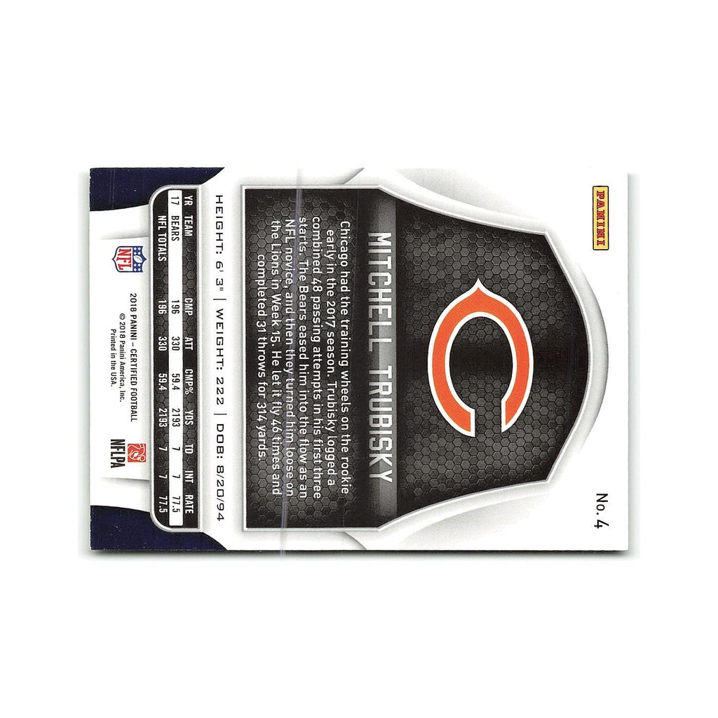 Mitchell Trubisky 2018 Panini Certified #4 Chicago Bears Football Card NM