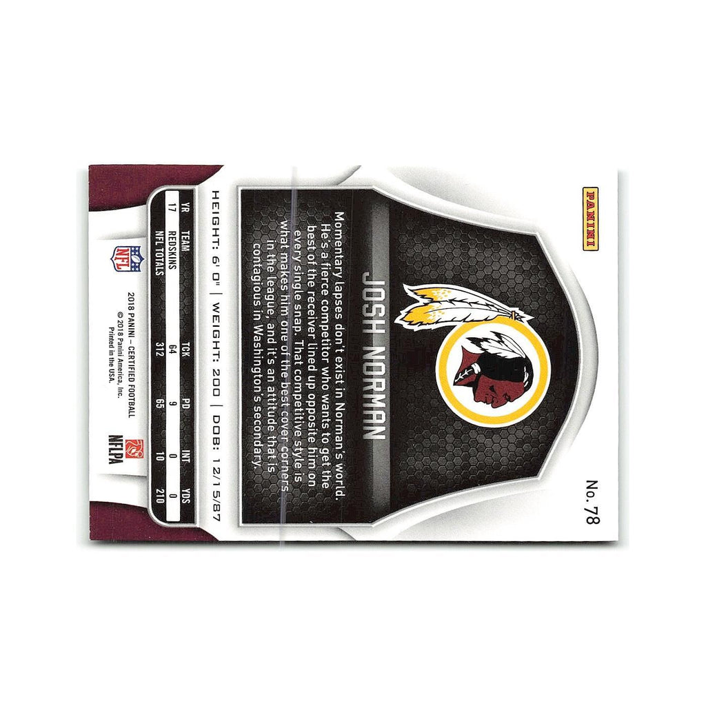 Josh Norman 2018 Panini Certified #78 Washington Redskins Football Card NM