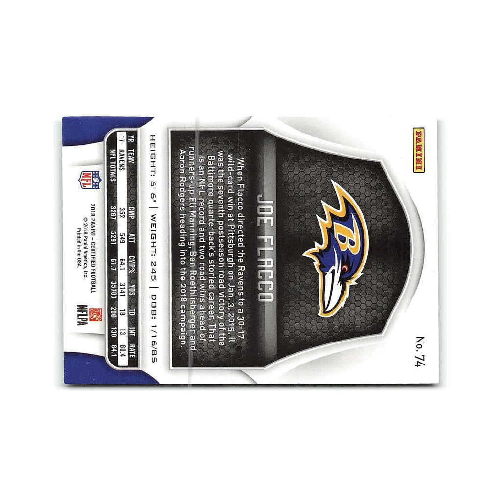 Joe Flacco 2018 Panini Certified #74 Baltimore Ravens Football Card NM