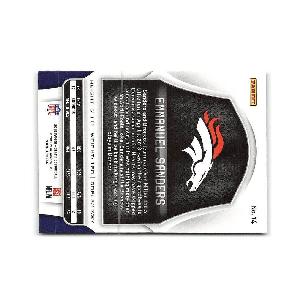 Emmanuel Sanders 2018 Panini Certified #14 Denver Broncos Football Card NM