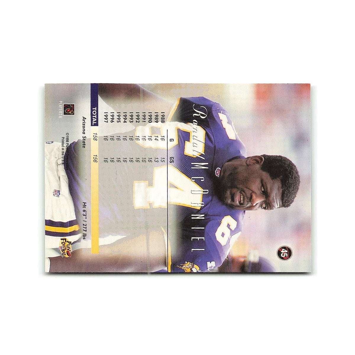 Randall McDaniel 1998 Playoff Prestige #45 Minnesota Vikings Football Card NM