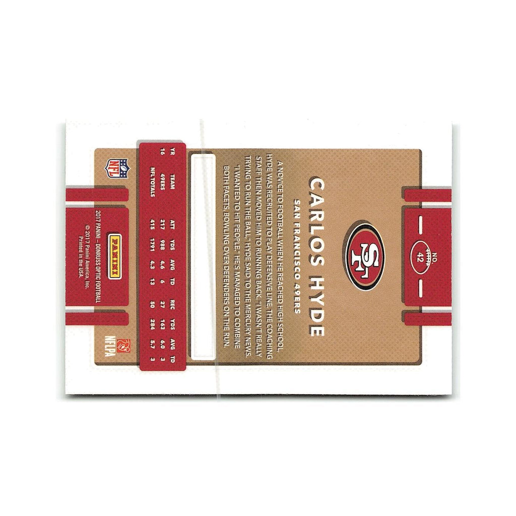 Carlos Hyde 2017 Donruss Optic #42 San Francisco 49ers Football Card NM