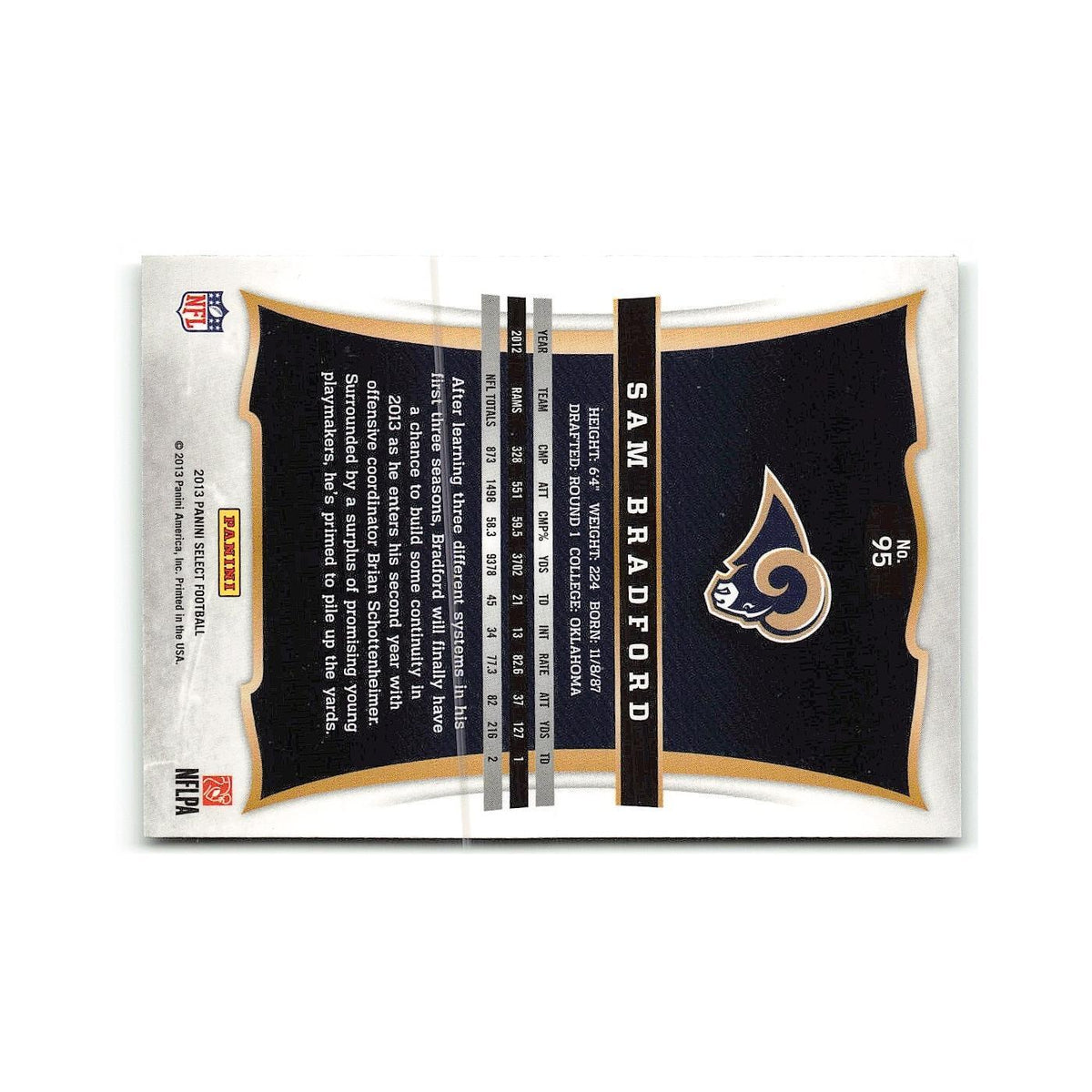 Sam Bradford 2013 Panini Select #95 St. Louis Rams Football Card NM