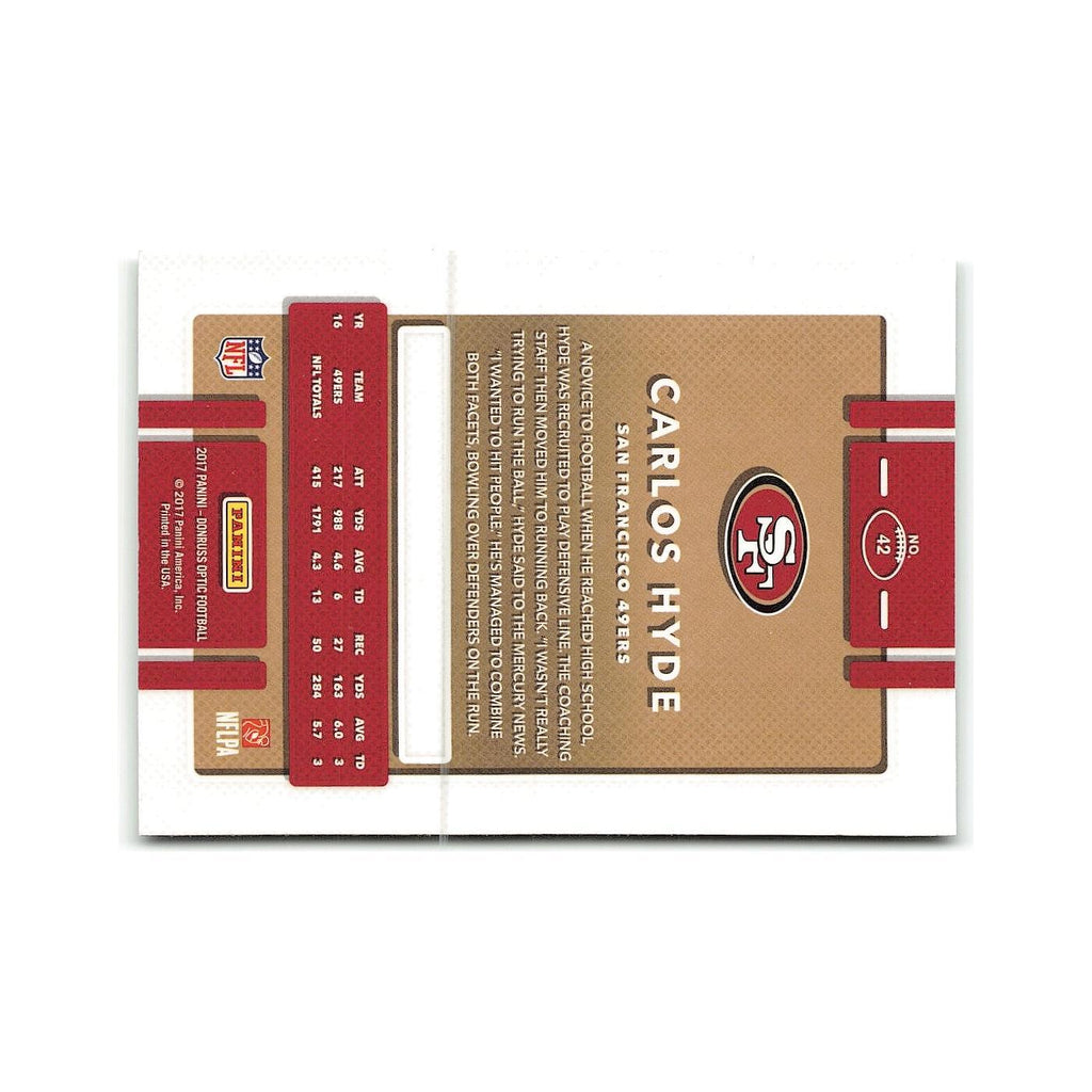 Carlos Hyde 2017 Donruss Optic #42 San Francisco 49ers Football Card NM