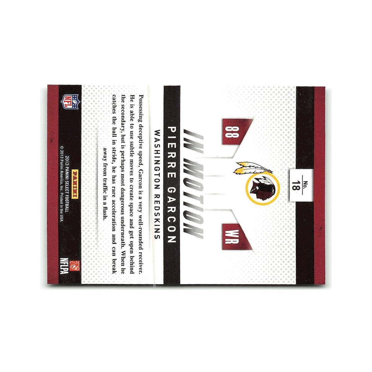 Pierre Garcon 2012 Panini Select #18 Washington Redskins Football Card NM