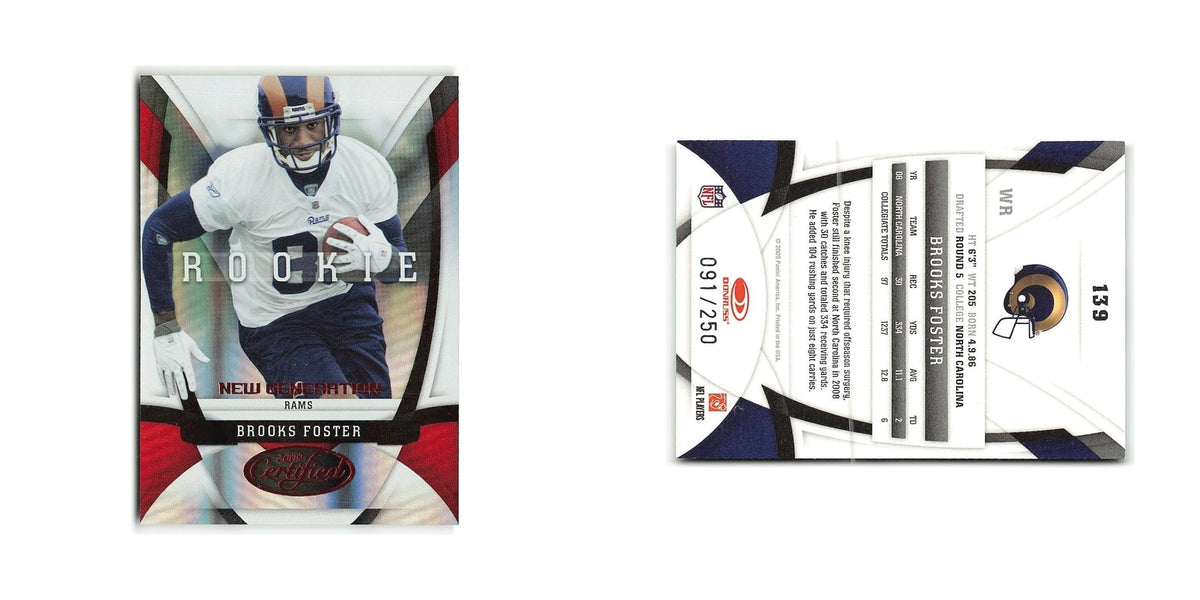 Brooks Foster Rookie #/250 2009 Donruss Certified Mirror Red #139 NM