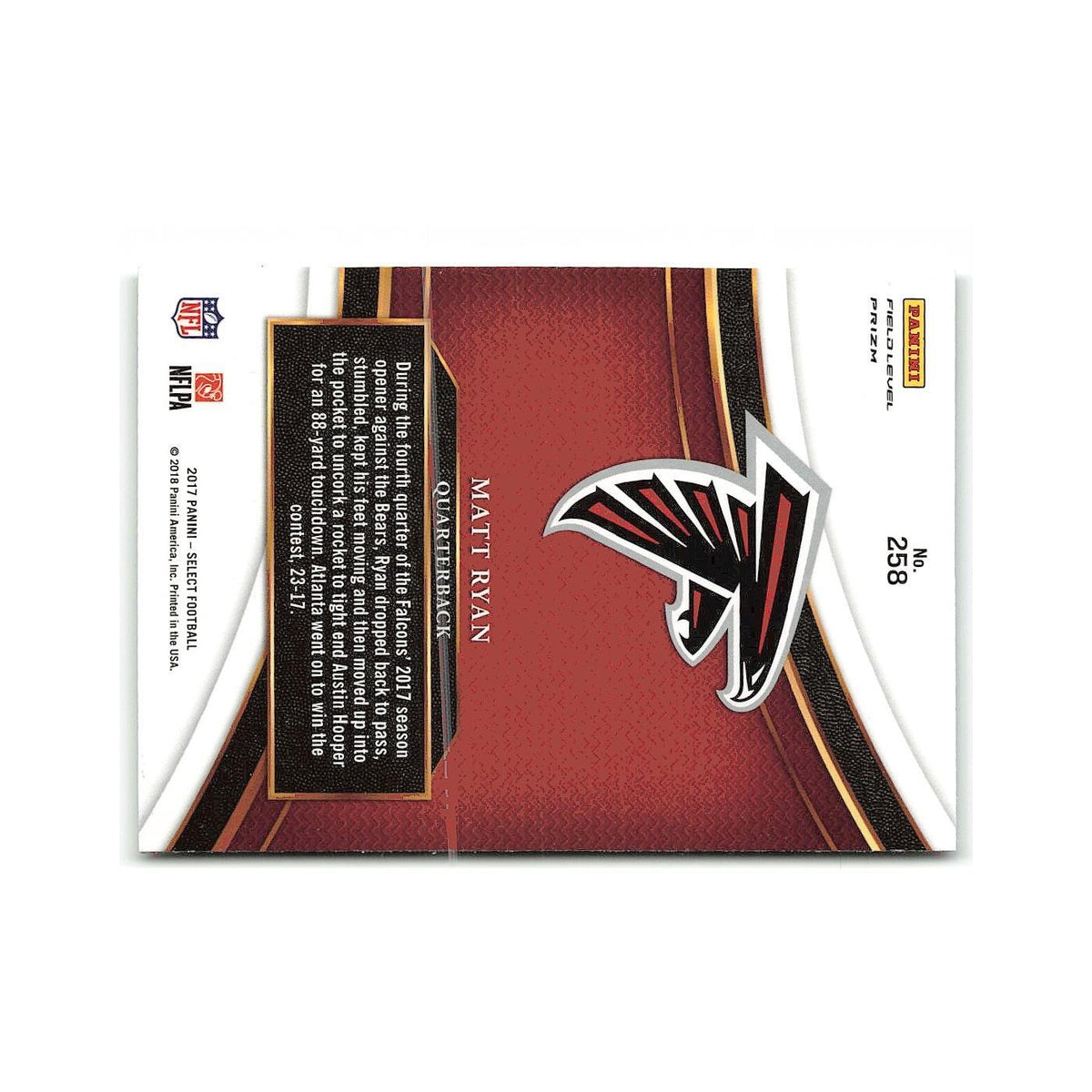 Matt Ryan 2017 Panini Select #258 Atlanta Falcons Football Card NM