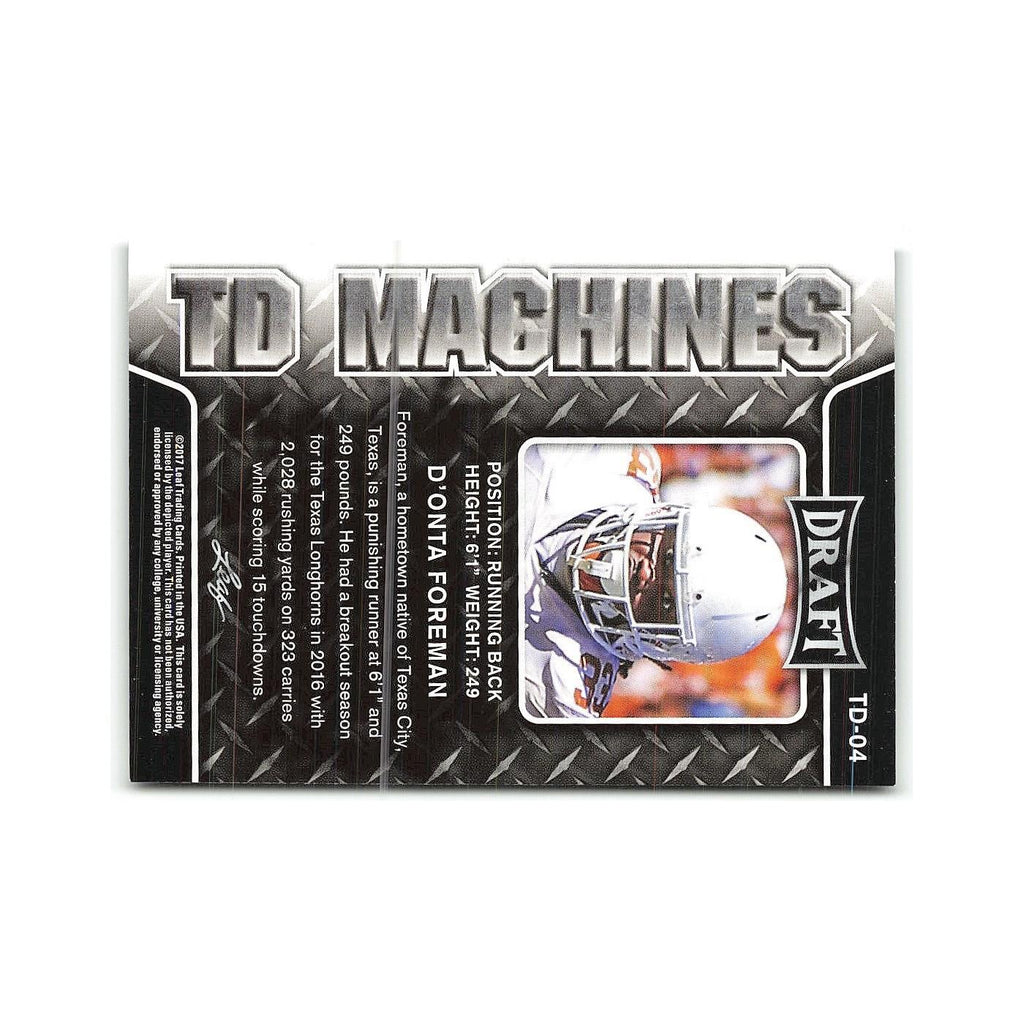 D’Onta Foreman 2017 Leaf Draft TD Machines #TD-04 Texas Longhorns NM