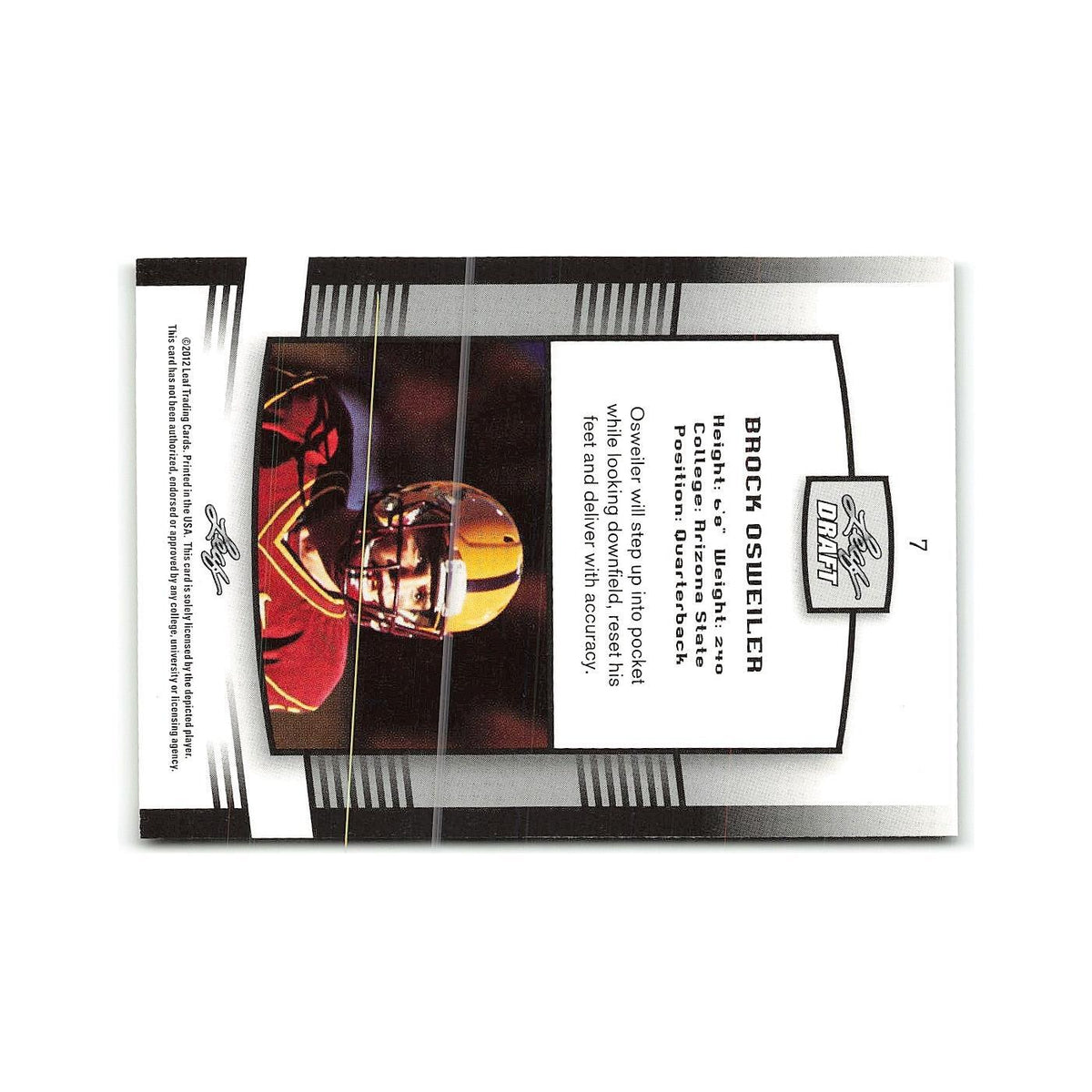 Brock Osweiler 2012 Leaf Draft #7 Arizona State Sun Devils Football Card NM