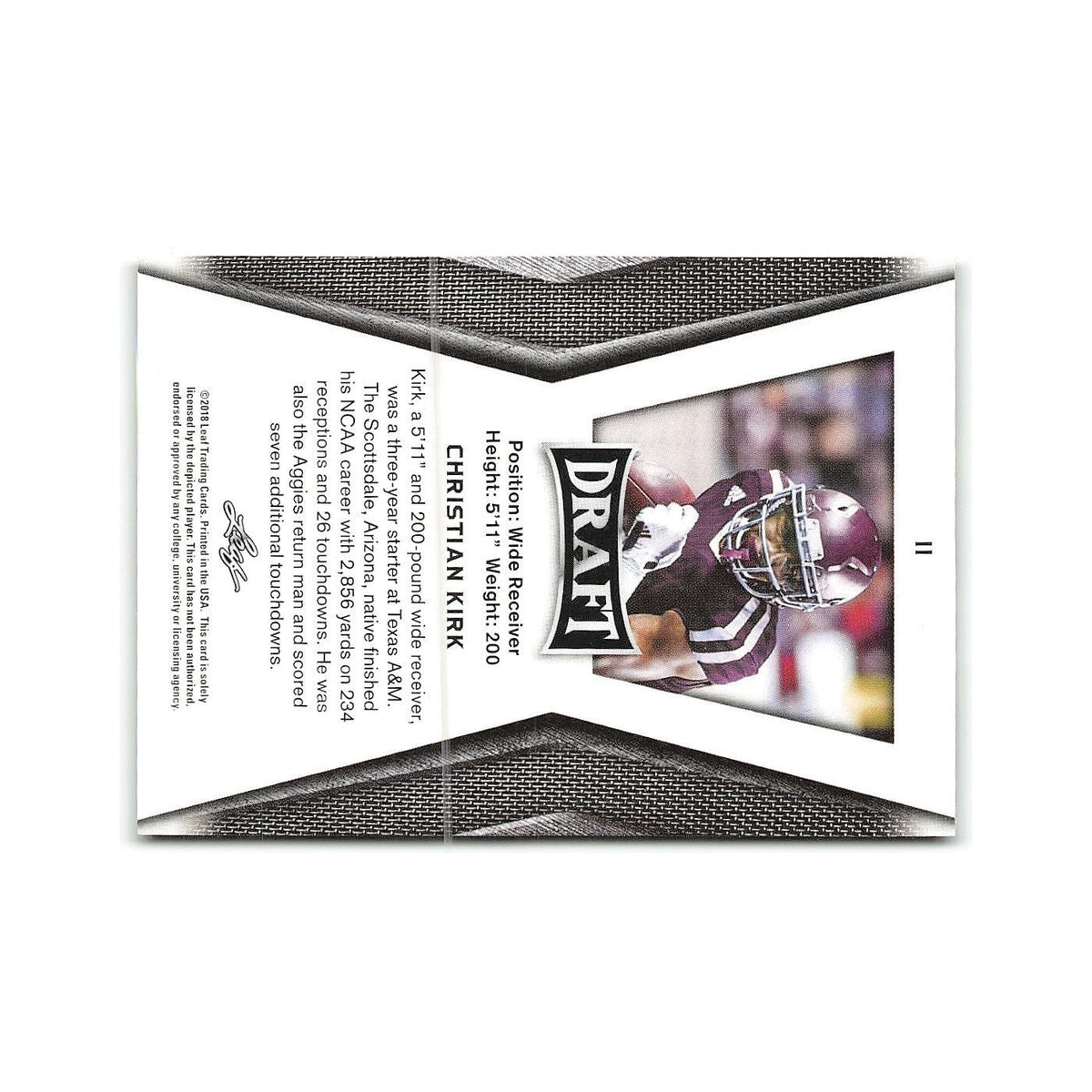 Christian Kirk 2018 Leaf Draft #11 Texas A&M Aggies Football Card NM