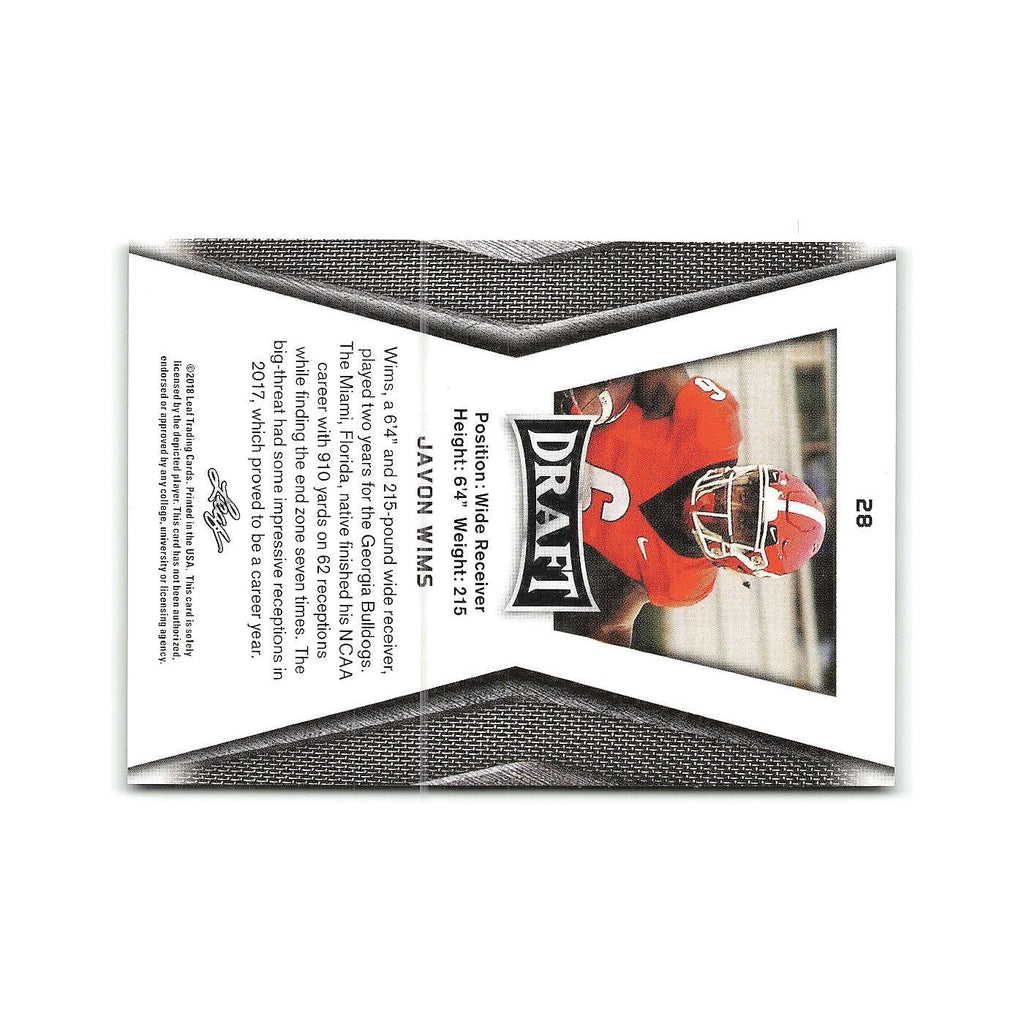 Javon Wims 2018 Leaf Draft #28 Georgia Bulldogs Football Card NM