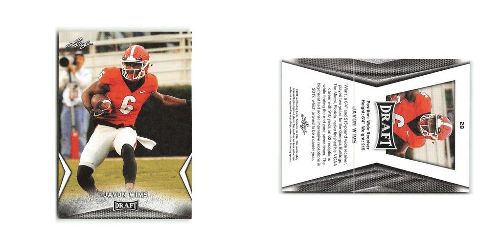 Javon Wims 2018 Leaf Draft #28 Georgia Bulldogs Football Card NM