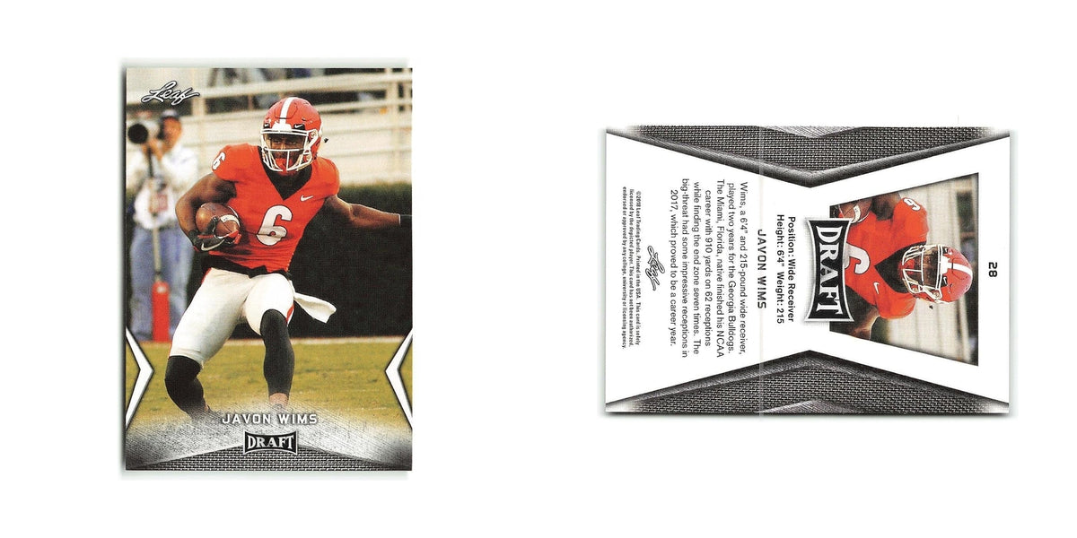 Javon Wims 2018 Leaf Draft #28 Georgia Bulldogs Football Card NM