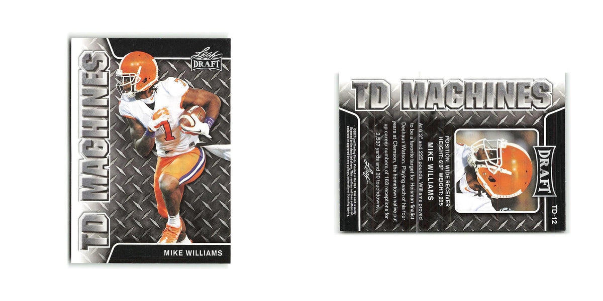 Mike Williams 2017 Leaf Draft TD Machines Gold #TD-12 Clemson Tigers NM