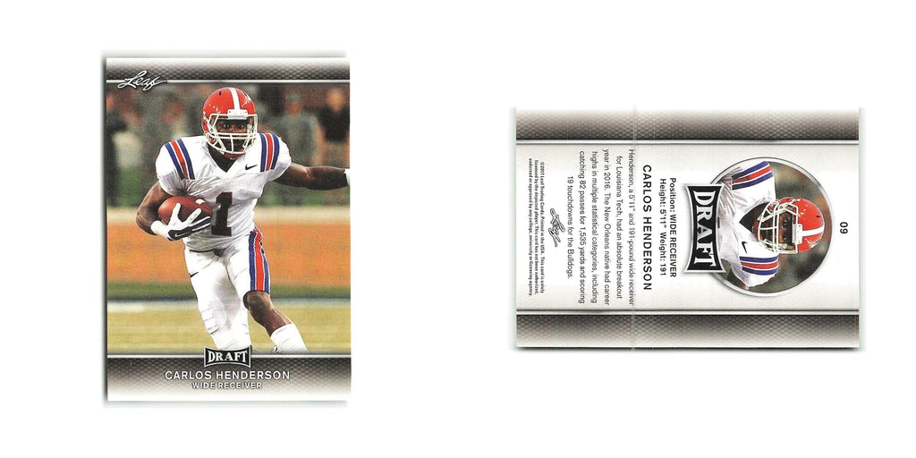 Carlos Henderson 2017 Leaf Draft #9 Louisiana Tech Bulldogs Football Card NM