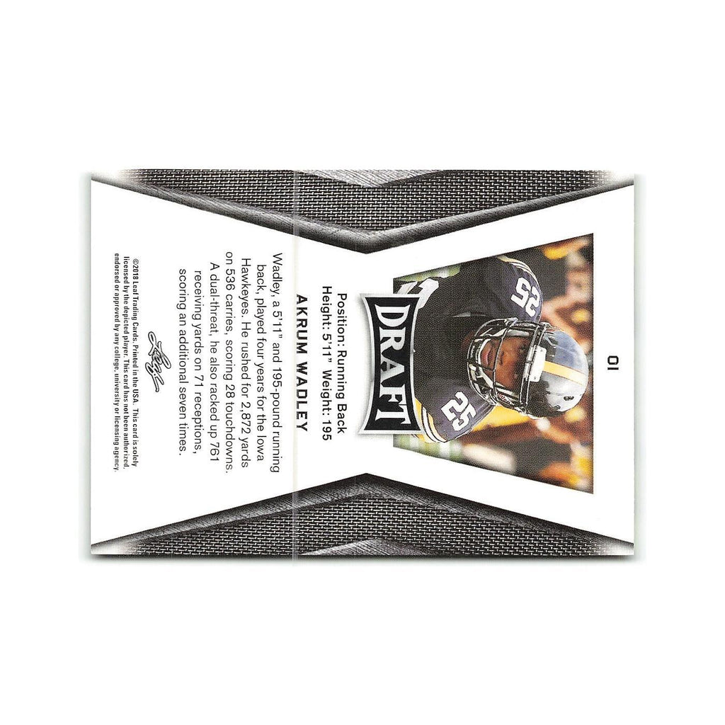 Akrum Wadley 2018 Leaf Draft #1 Iowa Hawkeyes Football Card NM