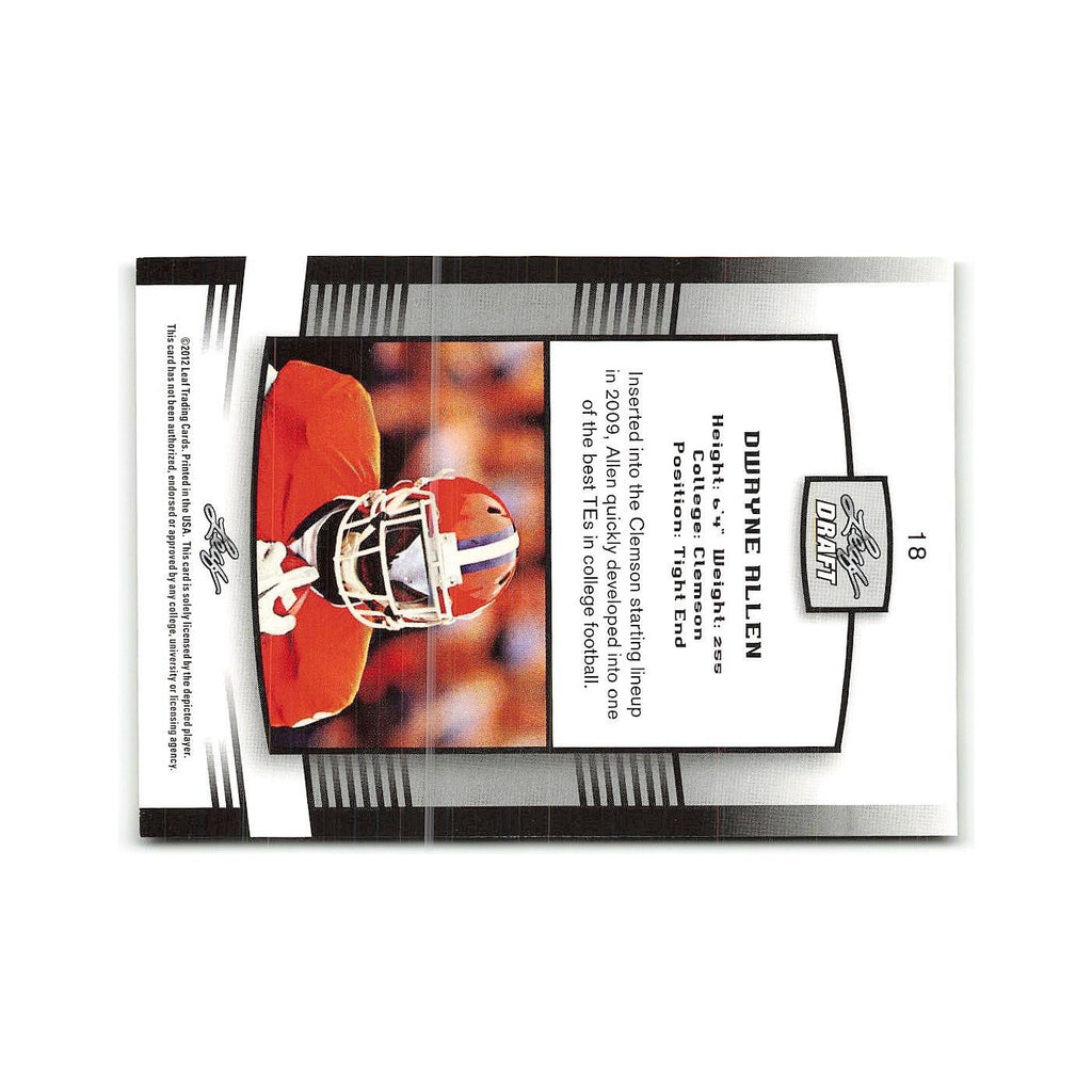 Dwayne Allen 2012 Leaf Draft #18 Clemson Tigers Football Card NM