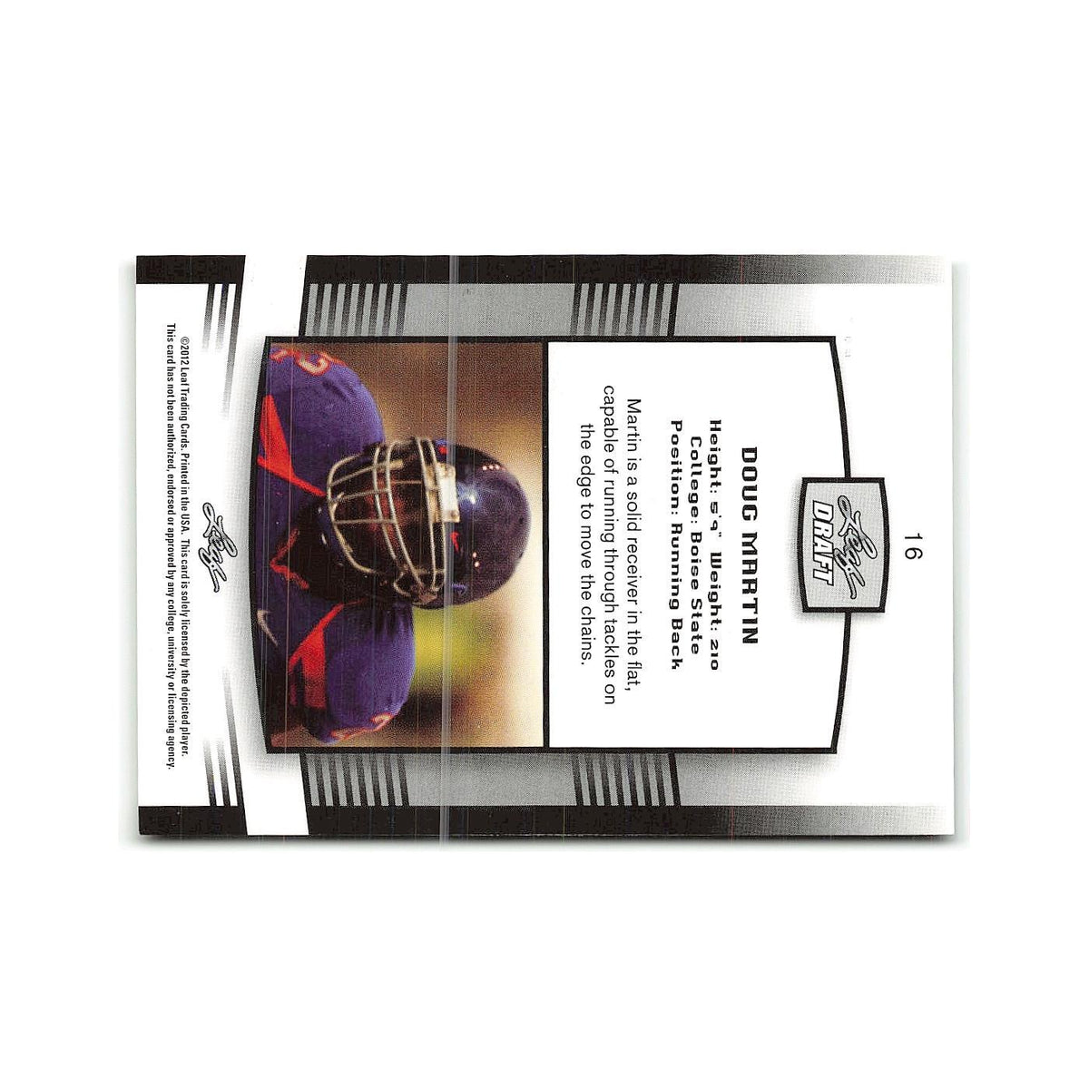 Doug Martin 2012 Leaf Draft #16 Boise State Broncos Football Card NM