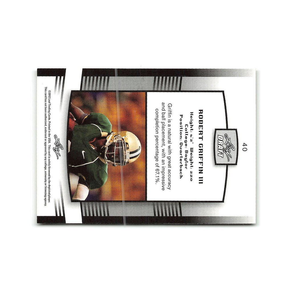 Robert Griffin 2012 Leaf Draft #40 Baylor Bears Football Card NM