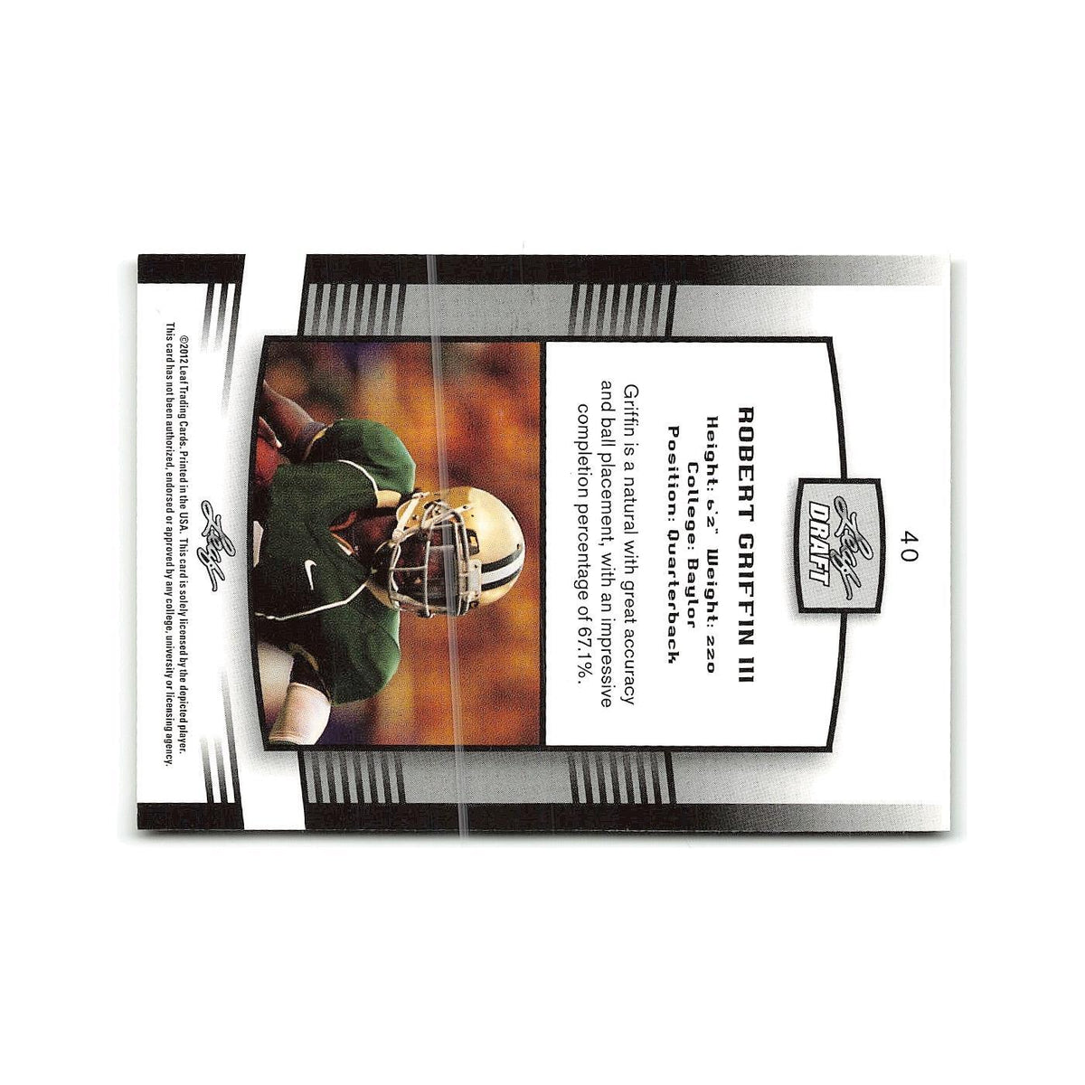 Robert Griffin 2012 Leaf Draft #40 Baylor Bears Football Card NM