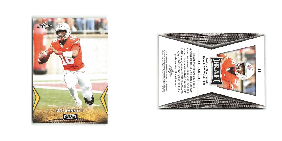 J.T. Barrett 2018 Leaf Draft Gold #26 Ohio State Buckeyes Football Card NM