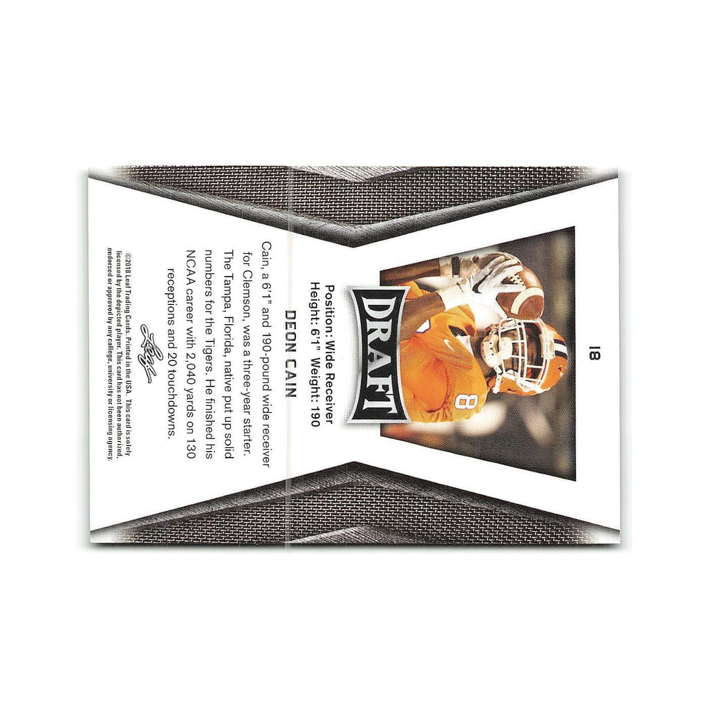 Deon Cain 2018 Leaf Draft Gold #18 Clemson Tigers Football Card NM