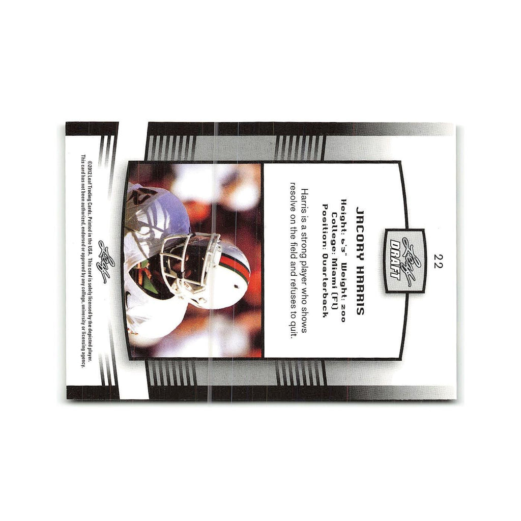 Jacory Harris 2012 Leaf Draft #22 Miami Hurricanes Football Card NM