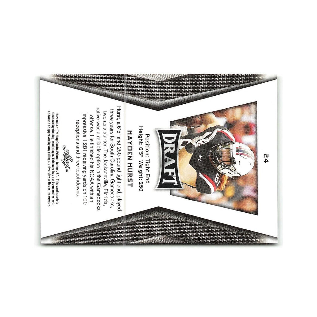 Hayden Hurst 2018 Leaf Draft #24 South Carolina Gamecocks Football Card NM
