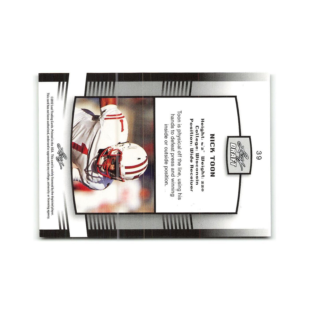 Nick Toon 2012 Leaf Draft #39 Wisconsin Badgers Football Card NM