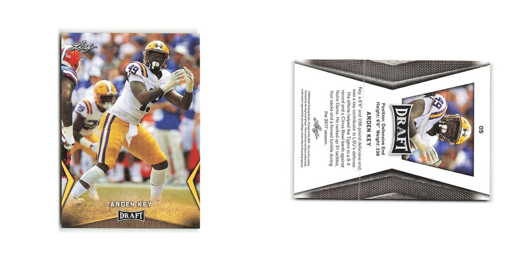 Arden Key 2018 Leaf Draft #5 LSU Tigers Football Card NM