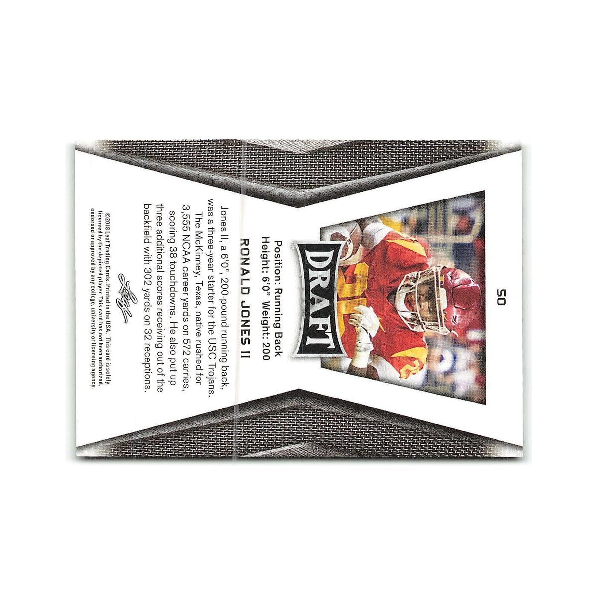 Ronald Jones II 2018 Leaf Draft #50 USC Trojans Football Card NM