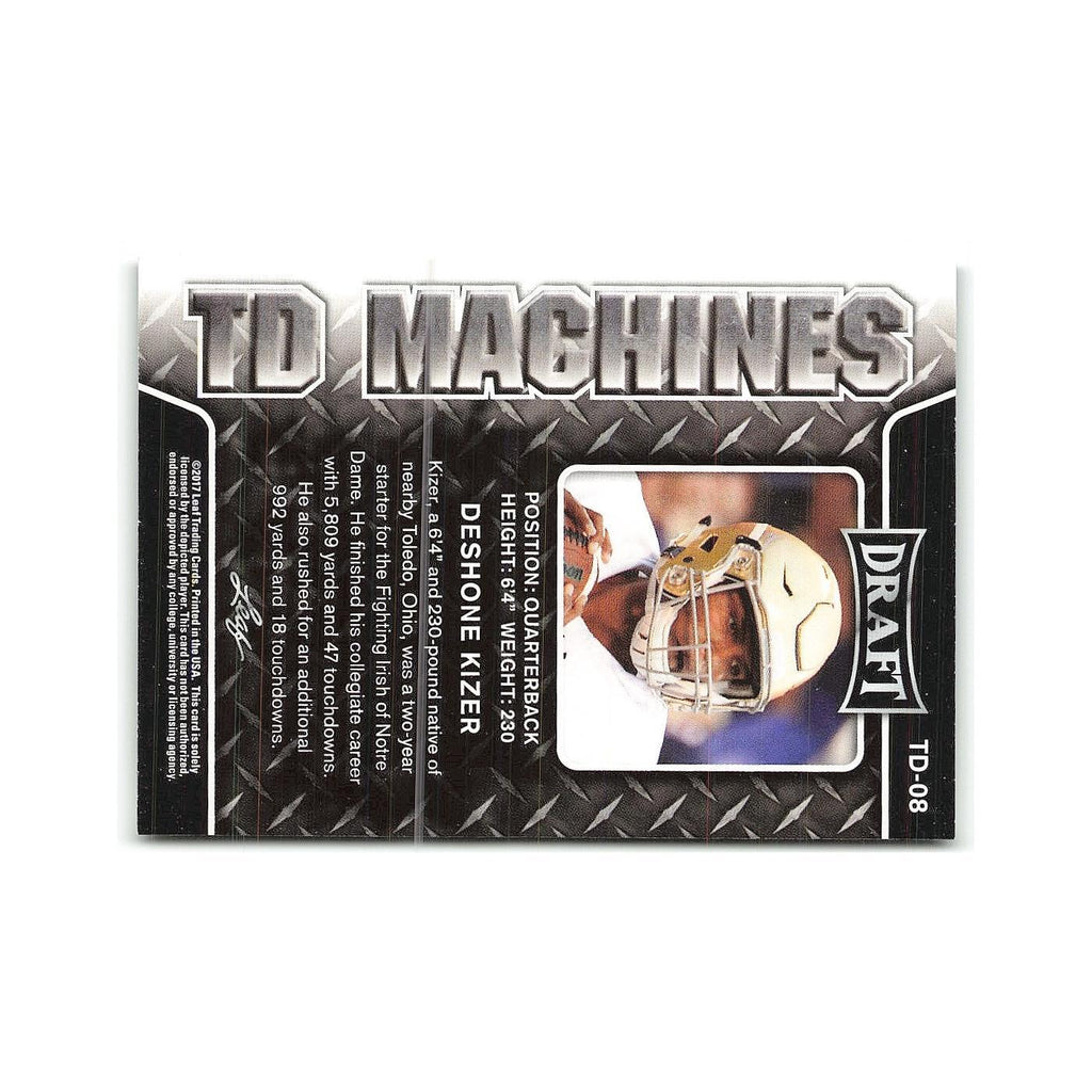 DeShone Kizer 2017 Leaf Draft TD Machines Gold #TD-08 NM