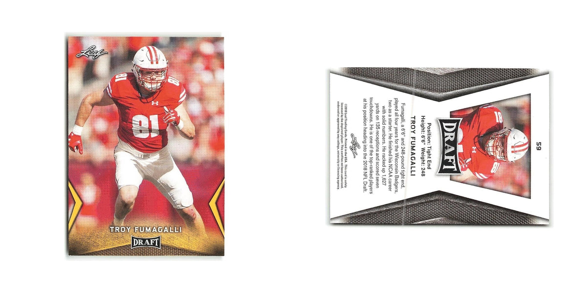 Troy Fumagalli 2018 Leaf Draft Gold #59 Wisconsin Badgers Football Card NM
