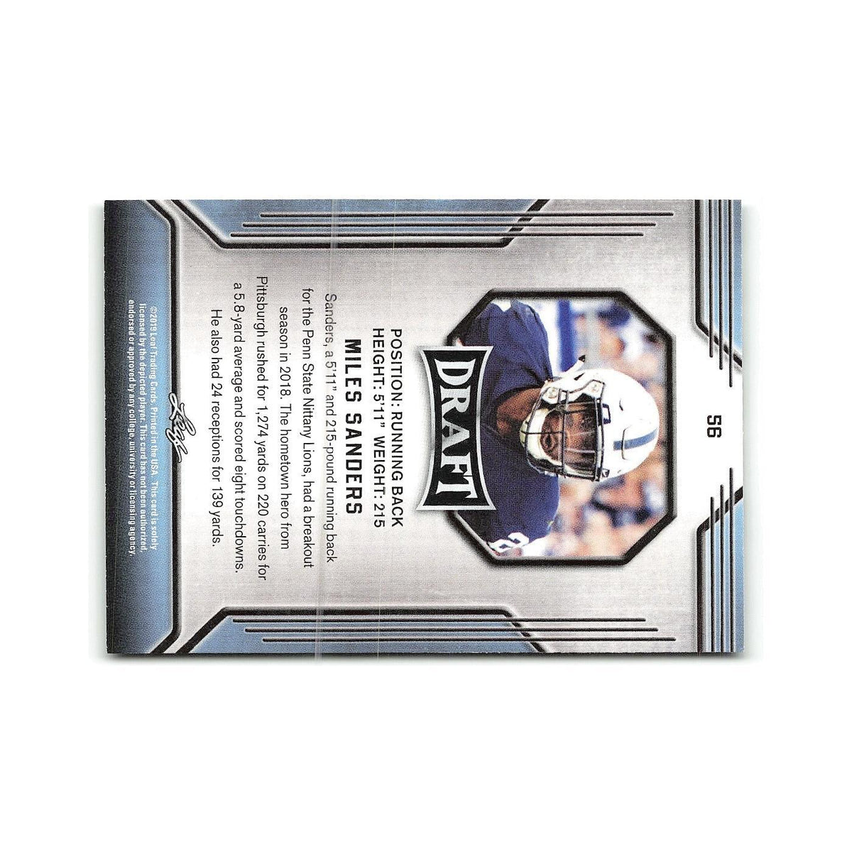 Miles Sanders 2019 Leaf Draft #56 Penn State Nittany Lions Football Card NM