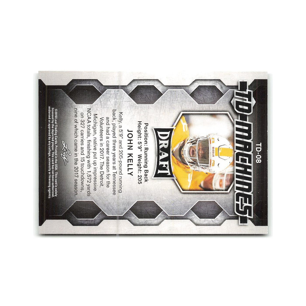 John Kelly 2018 Leaf Draft TD Machines #TD-08 Tennessee Volunteers NM