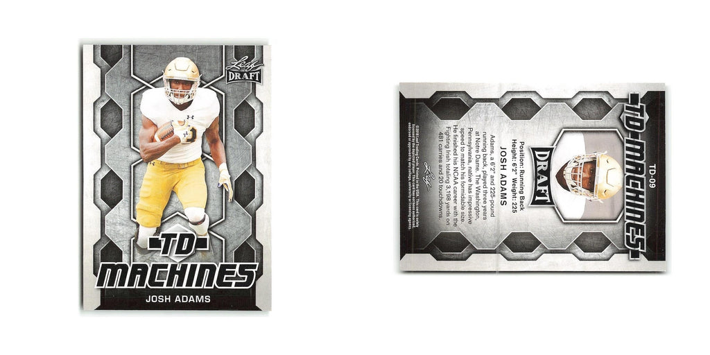 Josh Adams 2018 Leaf Draft TD Machines #TD-09 Notre Dame Fighting Irish NM