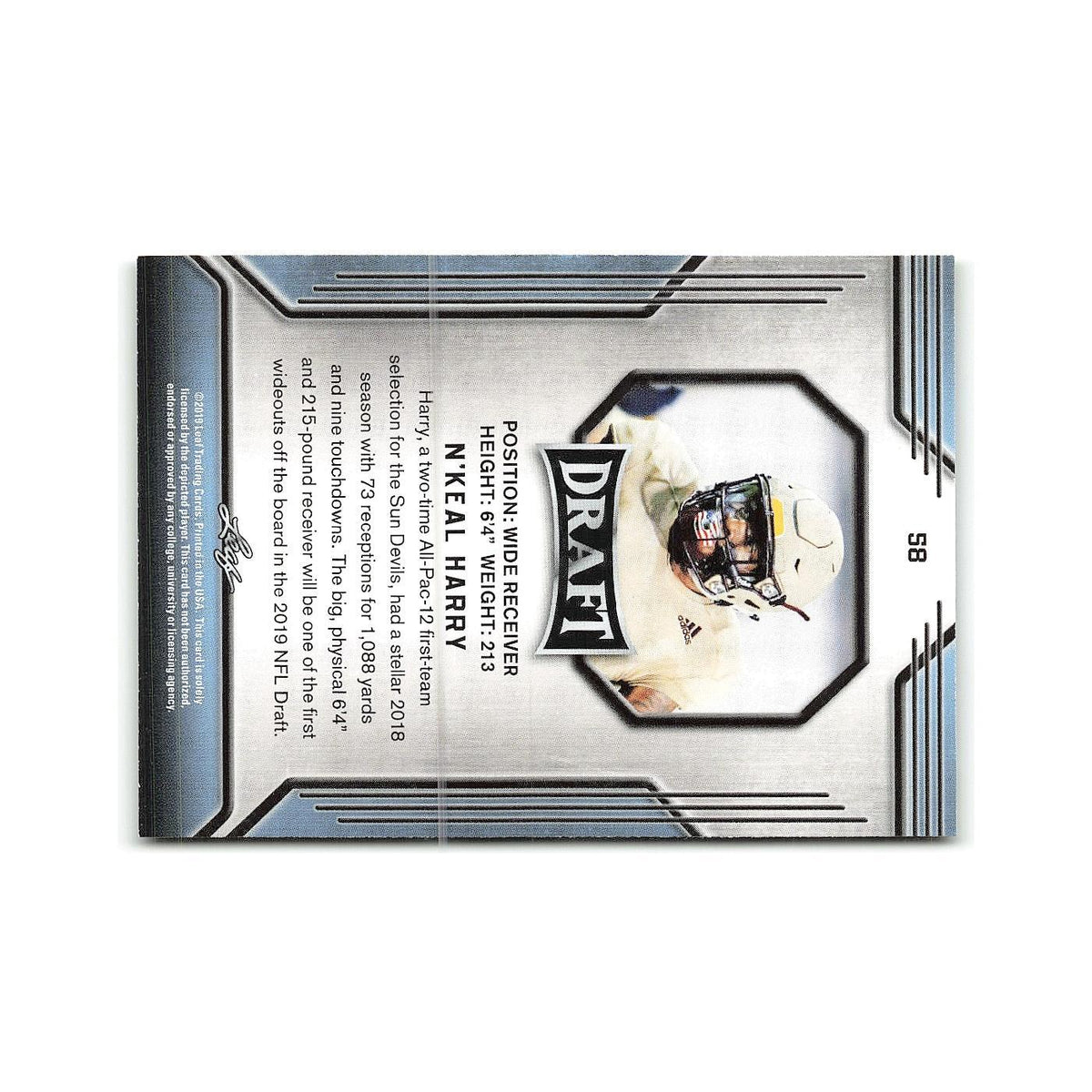 N'Keal Harry 2019 Leaf Draft Gold #58 Arizona State Sun Devils Football Card NM