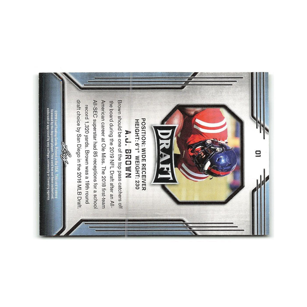 A.J. Brown 2019 Leaf Draft Gold #01 Football Card NM