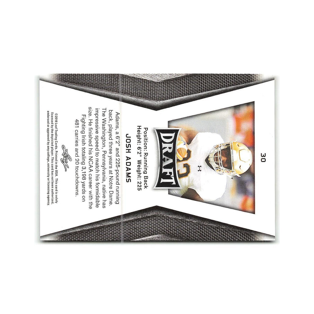 Josh Adams 2018 Leaf Draft #30 Notre Dame Fighting Irish Football Card NM