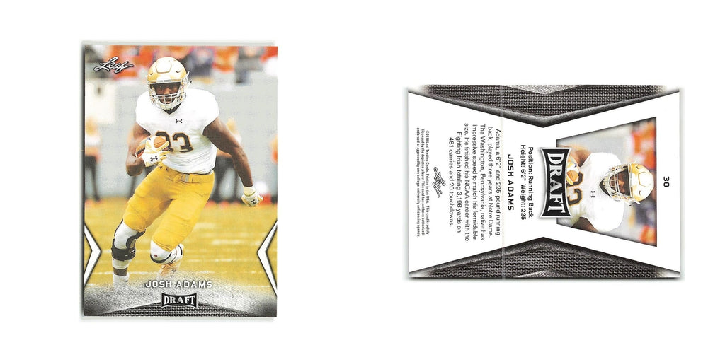 Josh Adams 2018 Leaf Draft #30 Notre Dame Fighting Irish Football Card NM