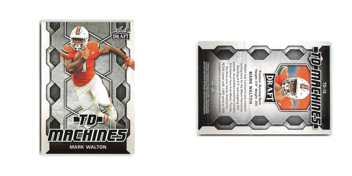Mark Walton 2018 Leaf Draft TD Machines #TD-13 Miami Hurricanes Football Card NM