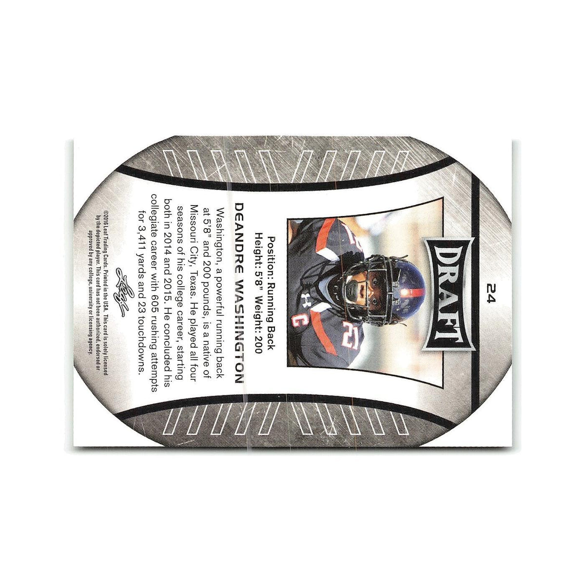 DeAndre Washington 2016 Leaf Draft #24 Texas Tech Red Raiders Football Card NM