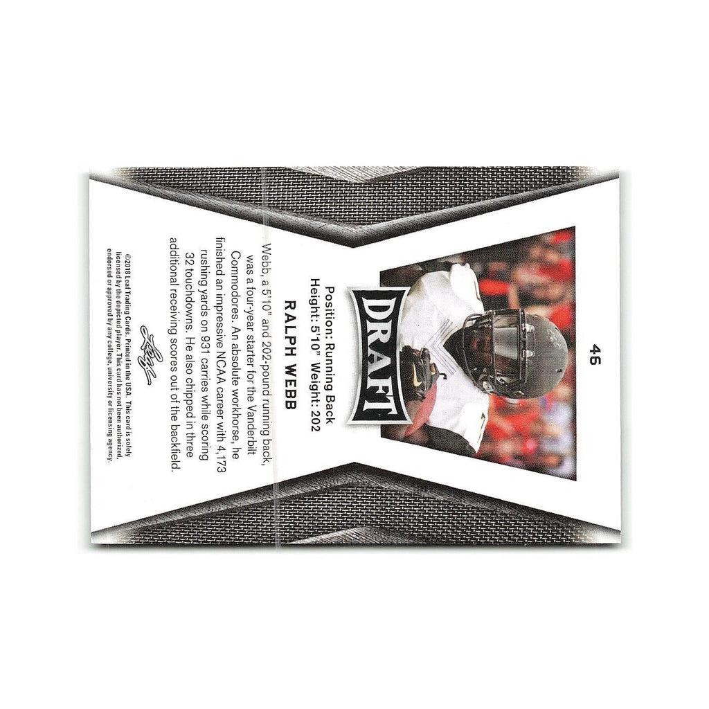 Ralph Webb 2018 Leaf Draft #46 Vanderbilt Commodores Football Card NM