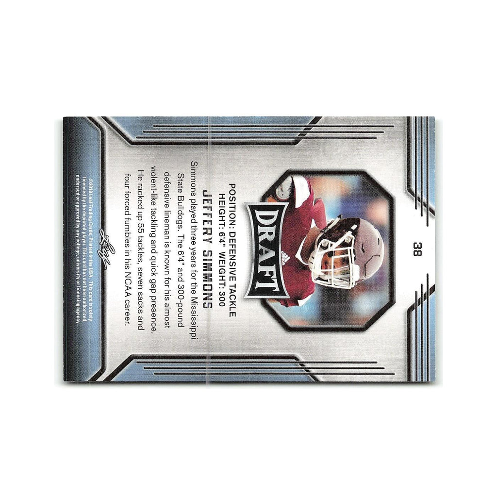 Jeffery Simmons 2019 Leaf Draft Gold #38 Mississippi State Bulldogs NM