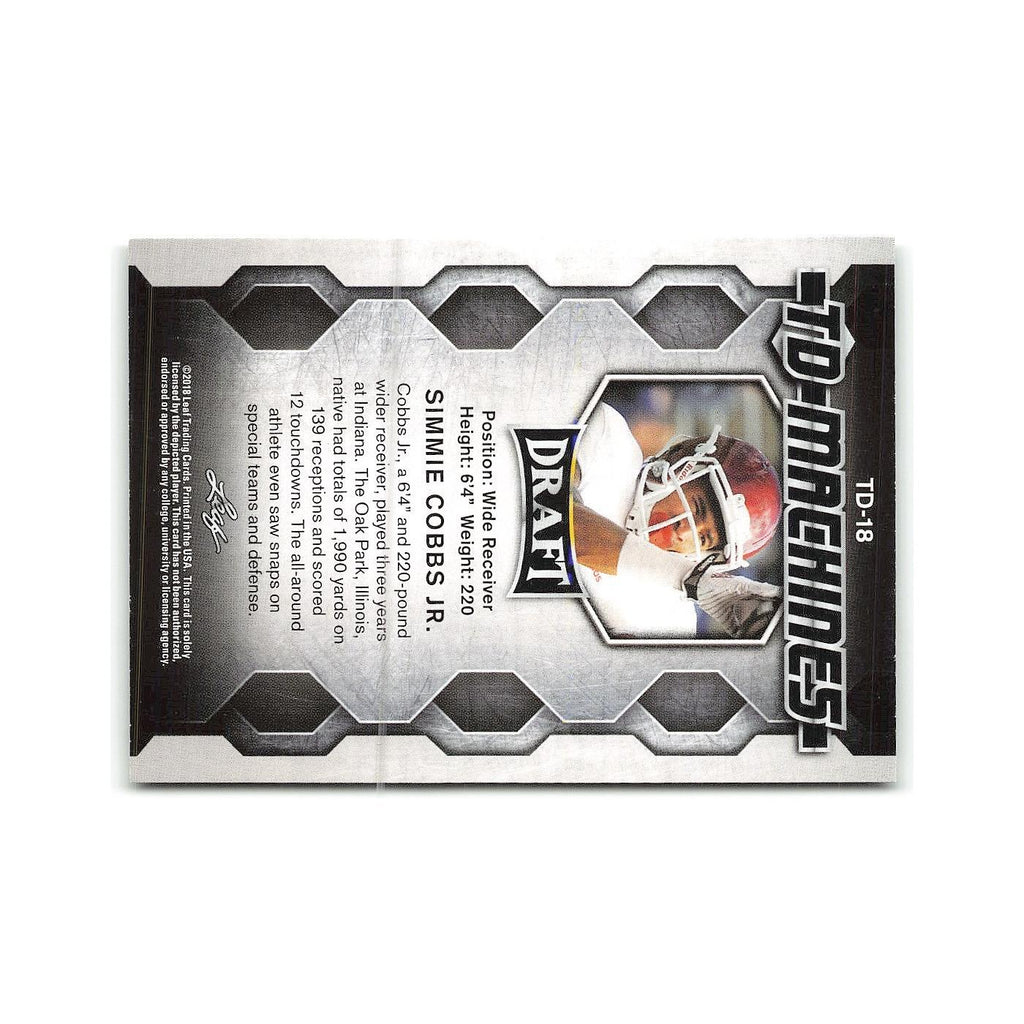 Simmie Cobbs Jr. 2018 Leaf Draft TD Machines #TD-18 Indiana Hoosiers NM