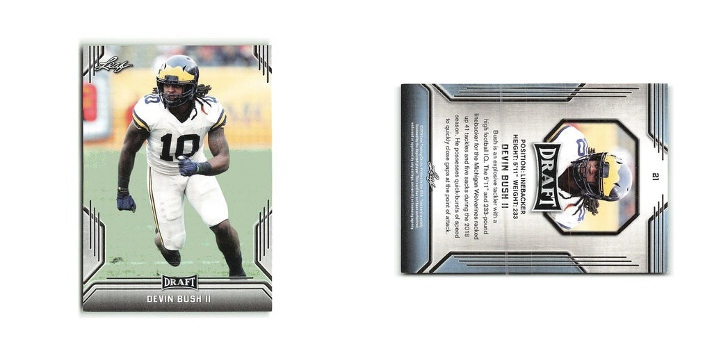Devin Bush Jr. 2019 Leaf Draft #21 Michigan Wolverines Football Card NM