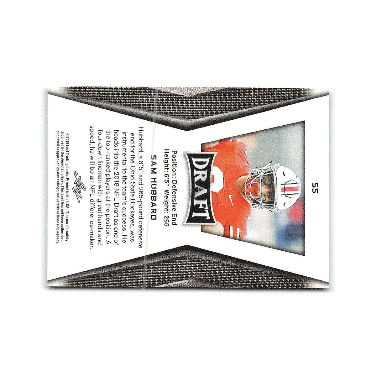 Sam Hubbard 2018 Leaf Draft #55 Ohio State Buckeyes Football Card NM