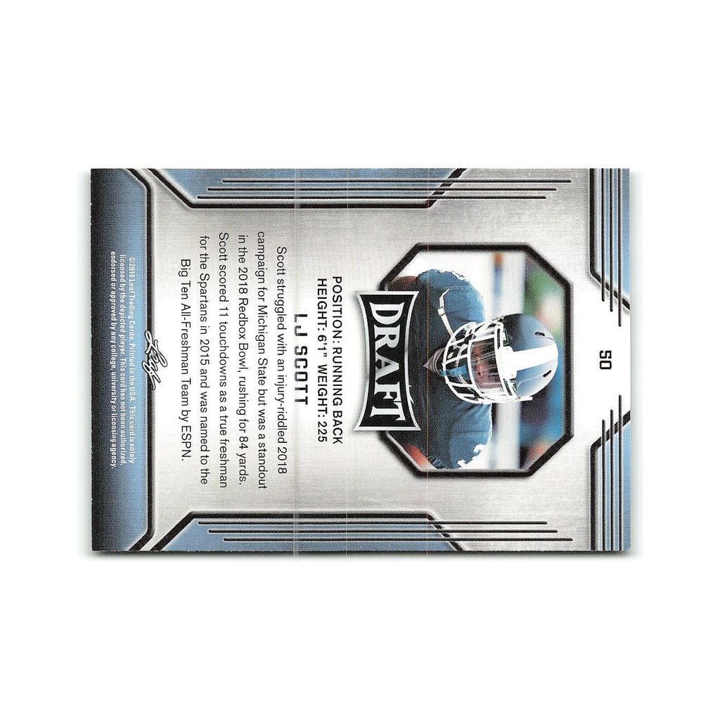 LJ Scott 2019 Leaf Draft #50 Michigan State Spartans Football Card NM