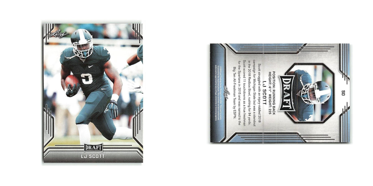 LJ Scott 2019 Leaf Draft #50 Michigan State Spartans Football Card NM
